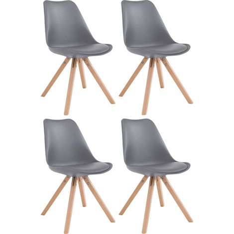 Set de 4 sillas para comedor Toulouse Square en polipiel Gris Natural (1/2)