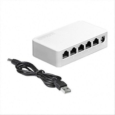 Commutateur Ethernet compact à 5 ports avec des vitesses allant jusqu'à 100 Mbps, mini hub réseau adapté à une utilisation à domicile ou au bureau. (1/4)
