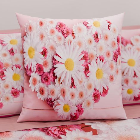 Lot de 2 Taies d'Oreillers 80x80 cm 100% Microfibre Hypoallergénique, Housse Oreiller Rectangulaire Floral Rose, Paquet de 2 (1/3)