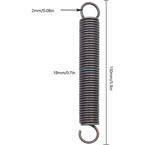 Ressort de Traction Acier 2 Pièces Double Crochet 2x18x150mm Ressort Comprimé étendu (1/3)