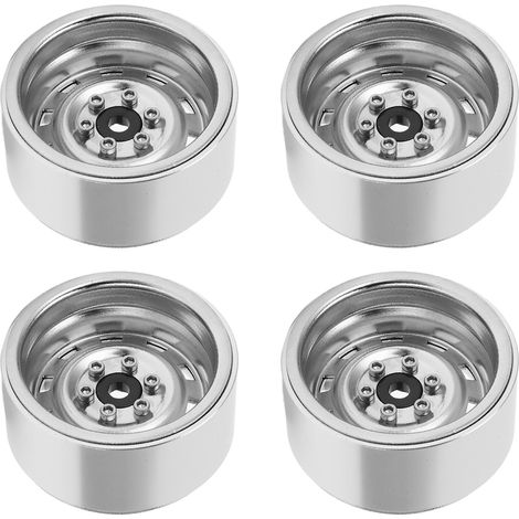 Lot de 4 moyeux de roue RC 1,9 pouce en alliage d'aluminium, sûrs, robustes, durables, réutilisables, faciles à assembler, jantes de roue RC à trou carré (1/5)