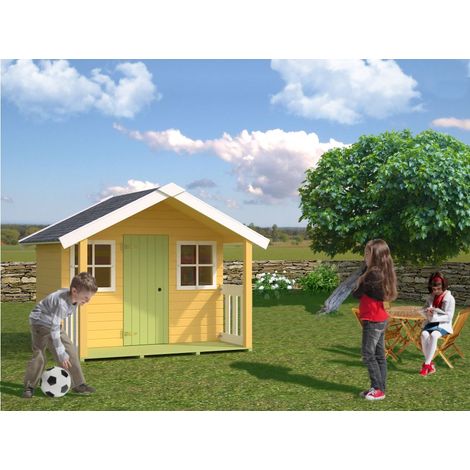 CASETTA DA GIARDINO PER BAMBINI IN LEGNO D' ABETE NORDICO(16mm) - 112X180cm -PAVIMENTO INCLUSO- ITALFROMBABY1 (1/3)