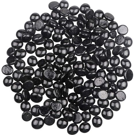 Pierre précieuse décorative en verre marbré noir, utilisée pour la décoration de vases, de fonds d'aquarium ou pour la décoration intérieure. (1/5)