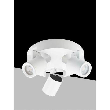 Plafoniera Da Soffitto Lampada Tonda 3 Porta Faretto Orientabile Gu10 Bianco (1/4)