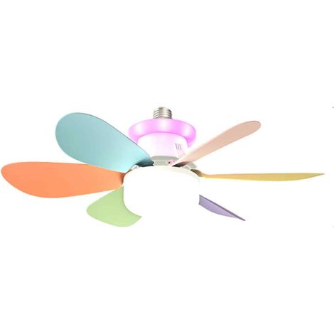 Ventilateur Plafond avec Lumière RGB - Télécommande Incluse - 5 Pales Réversibles - 3 Vitesses - Gradation Lumineuse - Base E27 - Pour Chambre ou Salon - 1 Pièce (1/5)