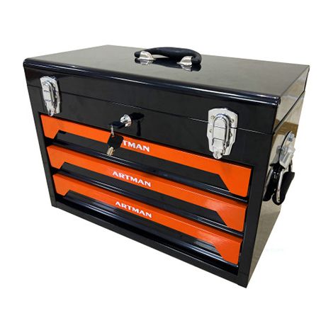 Caja de herramientas de acero 508 mm 3 cajones negro y naranja HOMVRA (1/5)