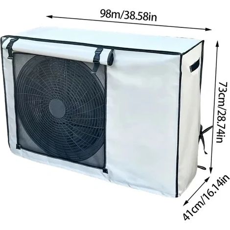 (98x73x41cm) Couvercle de moteur de climatiseur extérieur, fixé par des clips, résistant à la neige et au vent. (1/5)