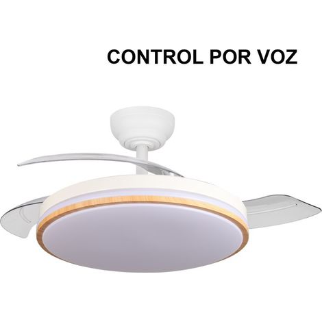 Ventilador Dc Parlatore 60w Blanco/haya 3aspas Control x Voz 107d 6980lm 3col. C/remoto+reg.intensidad+temporizador+memoria