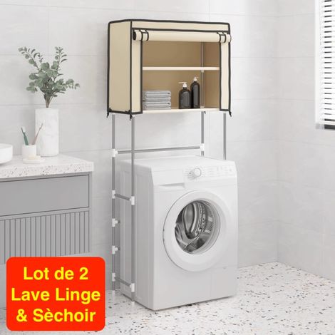 Lot de 2 Étagères de rangement à placer au dessus du lave linge et Sèchoir Crème (1/5)