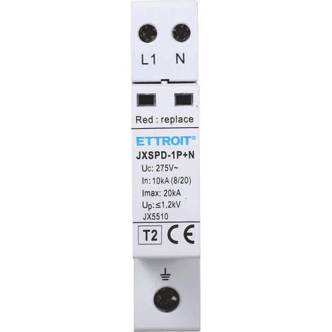 Ettroit – Parafoudre pour tableau électrique 220V Type T2 1P+N 275V 10kA-20kA – Protection contre surtensions – JX5510 (1/4)