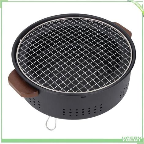 Poêle à barbecue - FAFEICY - Gril à charbon portable - Acier inoxydable - Poignée en hêtre - Pieds surélevés (1/5)