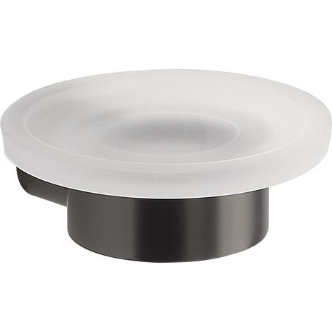 Portasapone Da Muro In Ottone E Vetro Satinato Gun Metal  Palazzo