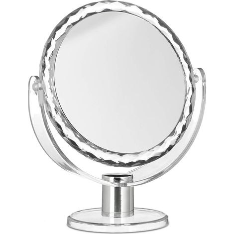 Miroir de maquillage grossissant à poser miroir rond pivotant sur pied HxlxP: 23 x 19 x 10 cm, transparent (1/5)