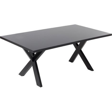 Tavolo da Pranzo in Legno Massiccio Nero con Gambe a 77 x 180 x 80 cm Lisala (1/5)
