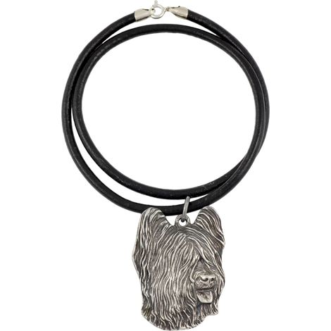 Briard, Berger de Brie - collana con ciondolo per cani, placcata in argento per gli amanti dei cani, gioiello unico di Art-Dog (1/5)