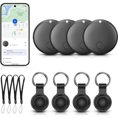 Lot de 4 trackers GPS Android compatibles avec l'application Google's Find Hub, mini traceur d'air Android avec étui de protection, étanche IP67, traceur GPS Android pour valise, portefeuille, bagages (1/5)