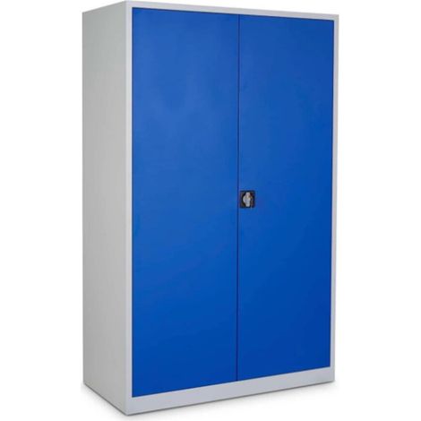 STIER Universalschrank 1950 x 1200 x 420 mm mit 4 Fachböden lichtgrau enzianblau verschweißt (1/4)