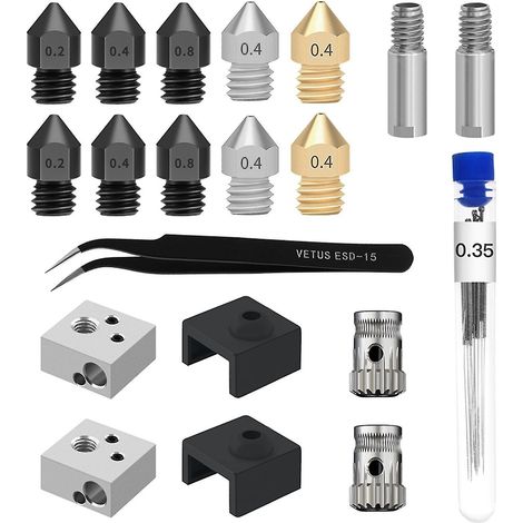Kit d'outils pour imprimante 3D : bloc en aluminium, buse Mk8, roue d'extrusion