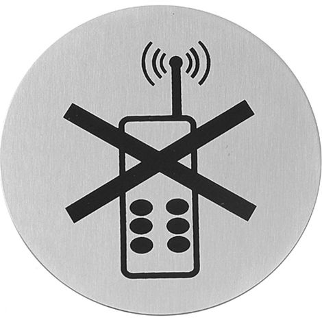 Selbstklebendes Hinweisschild „Telefonnutzung verboten“, Edelstahl, Durchmesser 75 mm – Hendi 663653