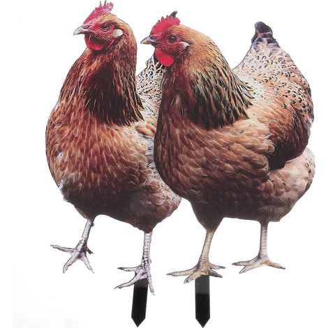 Lot de 2 silhouettes de poules décoratives en acrylique pour jardin ou pelouse-35.00X17.40X0.30CM (1/3)