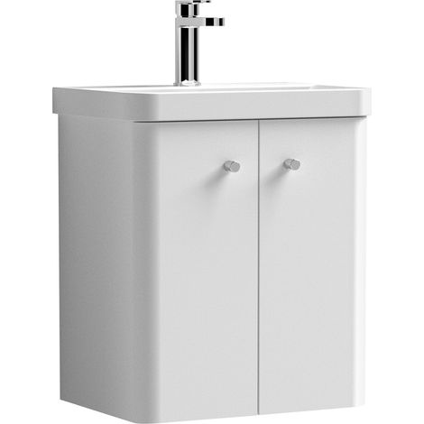 Nuie Core Wall Hung 2-Door Vanity Unit with Thin Edge Basin 500mm Wide - Gloss White (1/5)