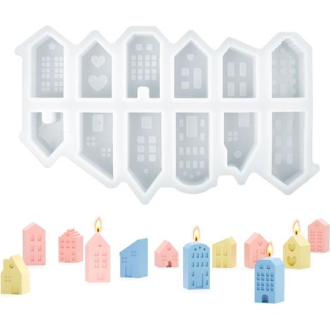 12 Moules en Silicone Mini Maison, Flexible et Résistant, pour Cire, Plâtre, Béton Créatif, Décoration Intérieure (1/5)