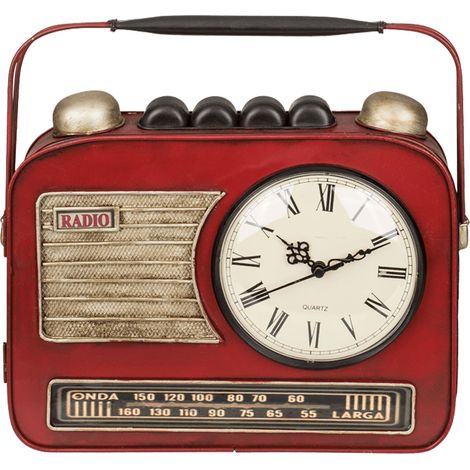 Boîte à clefs Poste radio avec horloge rouge Vintage (1/5)