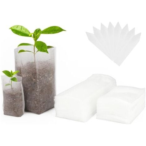 200 sacs non tissés biodégradables pour semis de plantes (16 x 20 cm + 8 x 10 cm) (1/5)