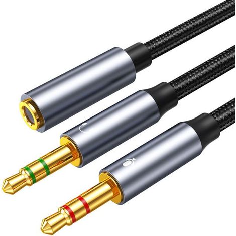 Ecleanfy - 35CM Splitter Audio Double Jack- 3.5mm Stéréo TRRS Adaptateur Micro Casque Mâle vers 2 Femelle Câble Répartiteur Y (1/5)