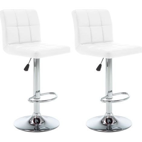Tabourets de bar, lot de 2, en similicuir blanc (1/5)