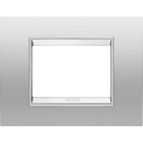 PLAQUE LUX RECT. 3P MÉTAL GRIS GEWISS GW16203XR