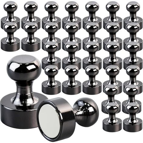 Lot de 30 aimants puissants en néodyme pour réfrigérateur, tableau blanc, loisirs créatifs, bureau, école, mini aimants noirs (1/5)