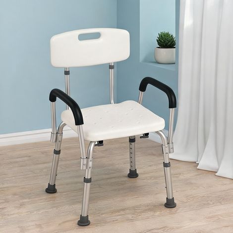 Chaise de douche ergonomique blanche en aluminium hauteur (1/5)