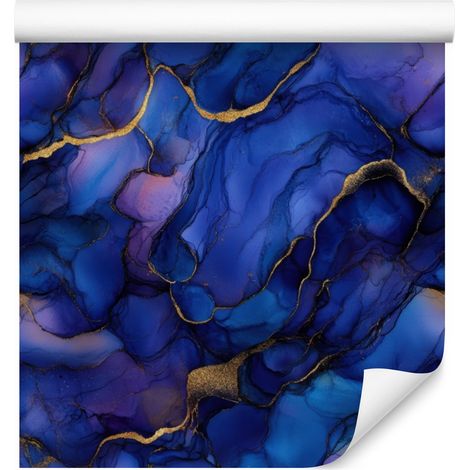 Papier peint bleu encre, bleu marine et indigo pour salon et chambre 50x1000 cm (1/5)