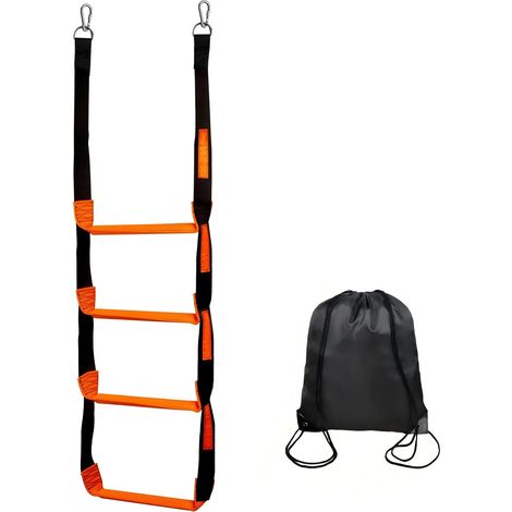 Échelle de corde de bateau à marches renforcées, aide à l'embarquement pour bateau pneumatique, kayak, canoë et jet-ski, 4 marches, Orange (1/5)