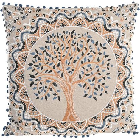Coussin DKD Home Decor Jaune Bleu Marron Clair Arbre 60 x 20 x 60 cm (1/3)