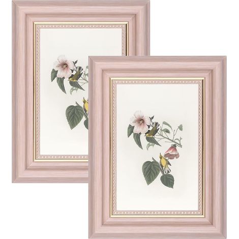 Lot de 2 Cadres Photo Vintage 10x15 cm, Cadres Shabby Chic Muraux et de Bureau, Cadres Carte Postale Rétro à Suspendre Orientation Portrait (1/5)