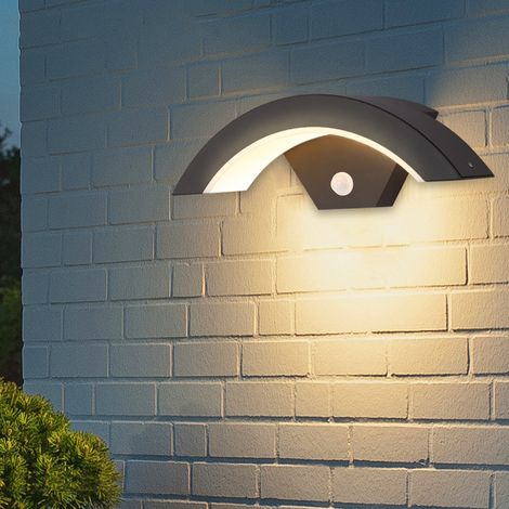 12W Outdoor Curved Shaped PIR Motion Sensor Garden LED Lamp, Warm White