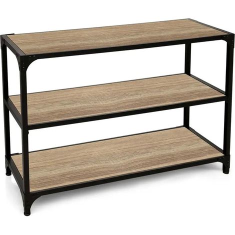 Metallregal mit Holzregalen 116 x 38 x 76 cm Eiche