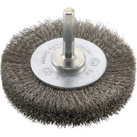 Cepillo circular ondulado para herramienta, hilo de Acero Inoxidable, Ø del cepillo : 70 mm, Espesor del hilo 0,20 mm, Ancho de trabajo 18 mm