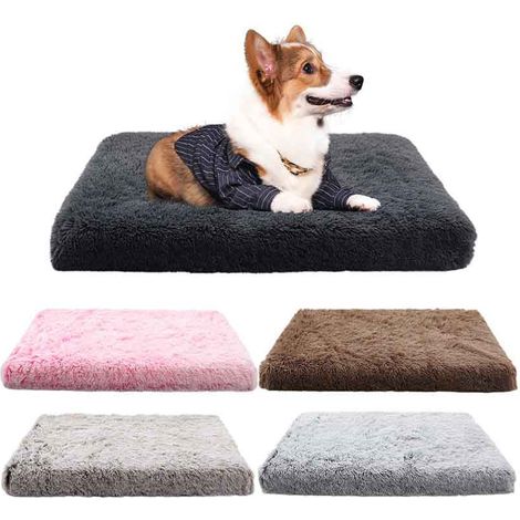 Grau-weißes 70 x 50 x 6 cm großes Plüschtier für Hunde mit 20 Katzenmotiven (1/4)