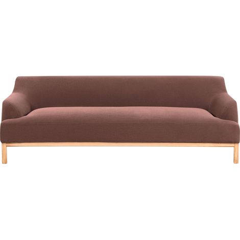 Divano a 3 posti in tessuto bourdeaux con gambe in legno Sosjo