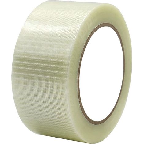 Ruban Adhésif en Fibre de Verre - Renforcement et Cerclage, Bande Renforcée, Armé, Filament d'Emballage - 5cm x 50m, Transparent (1/5)