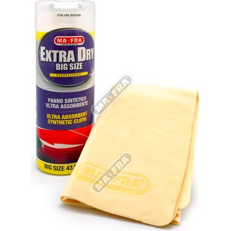 MA-FRA Panno Sintetico Extra Dry – Panno Professionale Super Assorbente per Asciugatura Auto e Moto, Non Rovina la Vernice, Riutilizzabile e Resistente