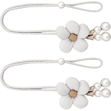Embrasses florales ajustables sans perçage pour rideaux, déco fenêtre élégante. (1/5)