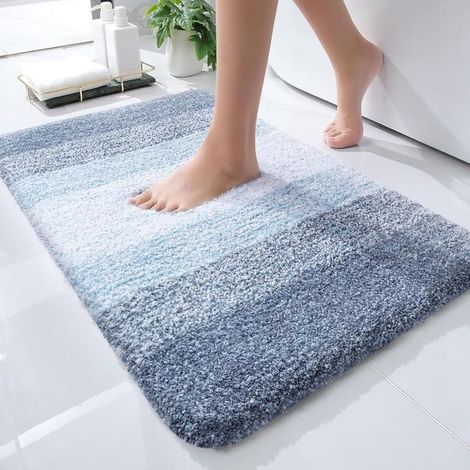 61 x 41 cm - bleu - en fibre de polyester avec une finition suédine antidérapante - ultra-doux et absorbant - lavable et séchable en machine (1/5)
