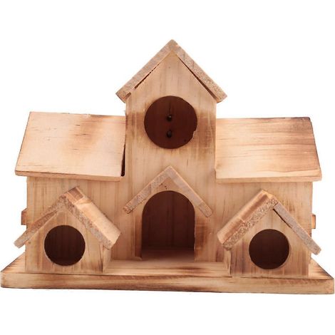 Vogelhaus, Vogelhaus für draußen, handgefertigtes Vogelhaus aus Holz zum Aufhängen im Freien mit 6 Löchern (1/5)