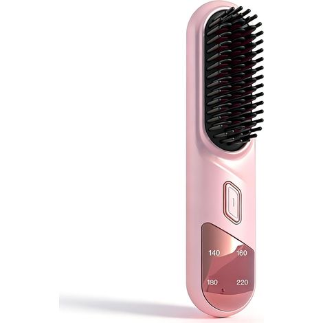Peigne À Cheveux Sans Fil À Ions Négatifs - 4 Régulations De Température - 2000 Mah - 169 G - Rose (1/5)