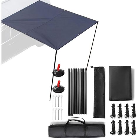 Store de camping pour SUV, abri latéral de voiture, ombre en plein air, tente de toit imperméable avec cadre en aluminium extensible, couverture résistante aux UV pour une installation rapide et une (1/5)