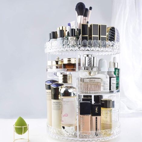 Organisateur de maquillage rotatif à 360° - Boîte de rangement pour cosmétiques et bijoux - Organisateur de beauté avec compartiments - Rangement pratique (1/5)